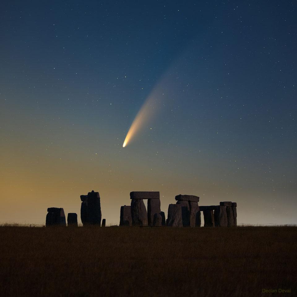 Images of comet NEOWISE in the Stonehenge sky in July 2020.