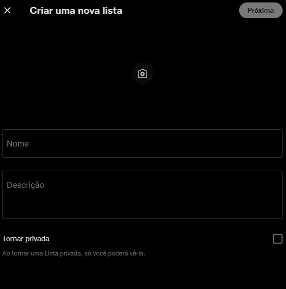 Adicione um nome e uma descrição para a sua lista