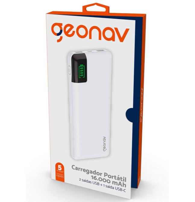 Imagem: Carregador Portátil Universal 16.000 mAh, Geonav