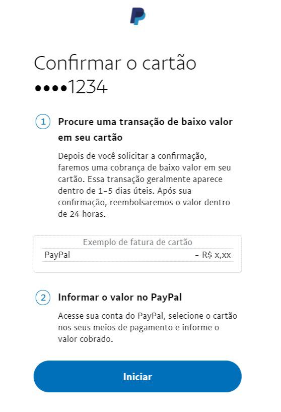Página de confirmação da cobrança