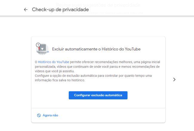 O Check-up de Privacidade tem várias funções disponíveis para proteger melhor os seus dados.