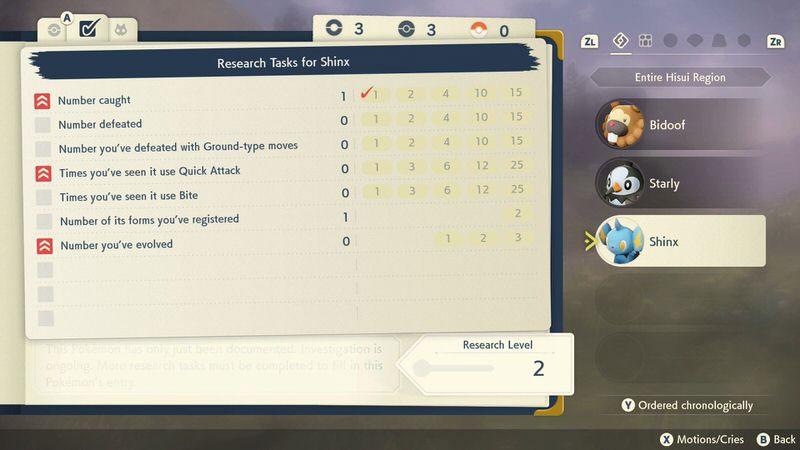 Lembre-se de sempre conferir quais informações ainda são necessárias coletar para a sua pokédex antes de interagir com qualquer pokémon selvagem
