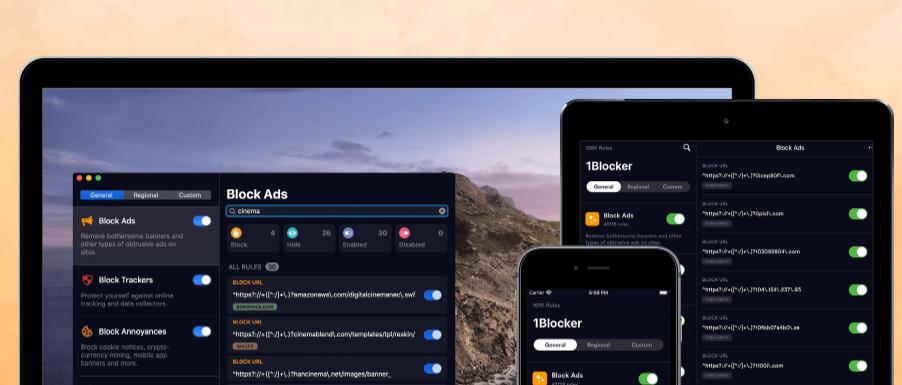 O 1Blocker está disponível para iPhone, iOS e macOS
