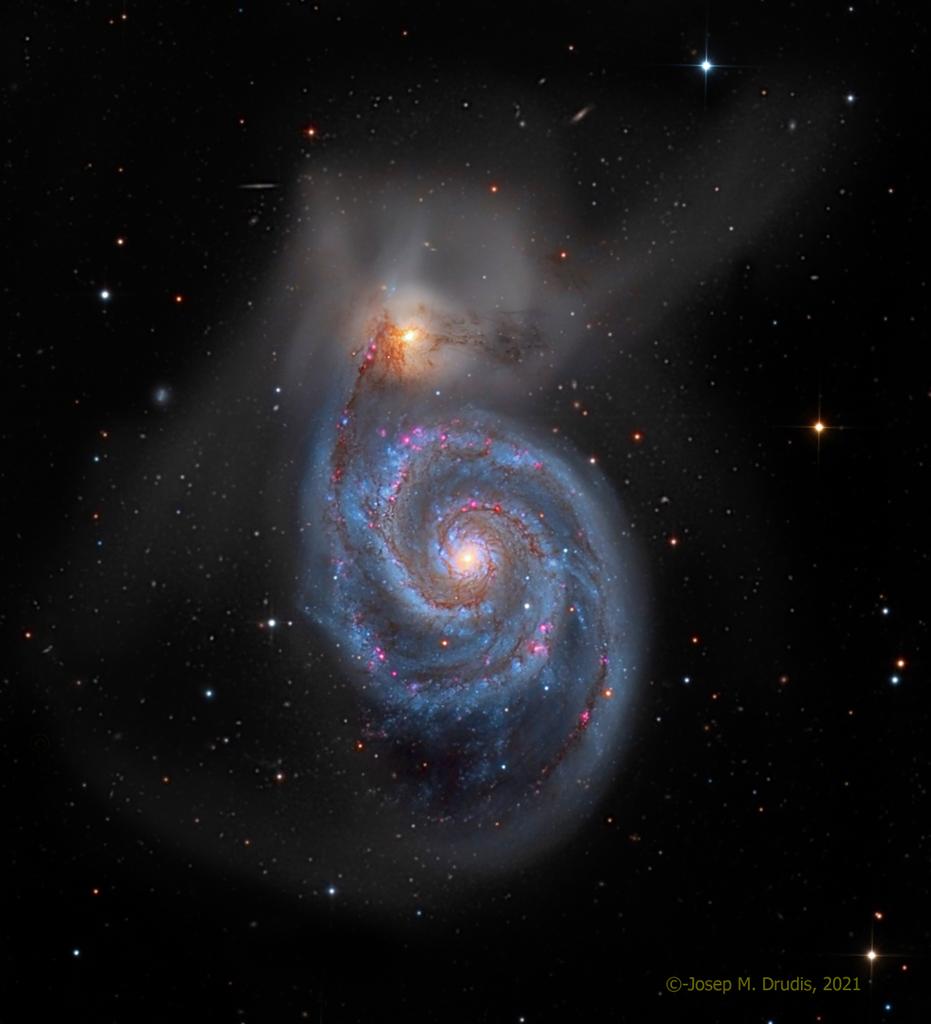 M51: um par de galáxias a 31 milhões de anos-luz de distância.