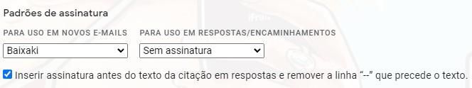 É possível configurar se a assinatura será exibida apenas nos e-mails enviados ou também nas respostas e nos encaminhamentos de mensagens. (Fonte: Baixaki/Reprodução) É possível configurar se a assinatura será exibida apenas nos e-mails enviados ou também nas respostas e nos encaminhamentos de mensagens. (Fonte: Baixaki/Reprodução)