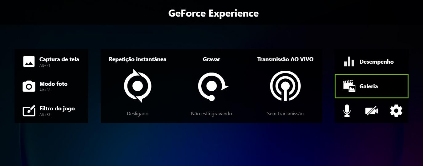 “Gallery” icon in the main menu (Source: GeForce Experience/Playback)