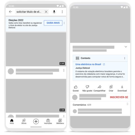 Painéis de informações vão aparecer nas pesquisas sobre as eleições.