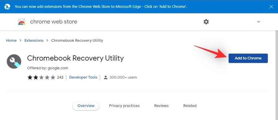 To create the flash drive, download and install the Chromebook Recovery Utility extension.