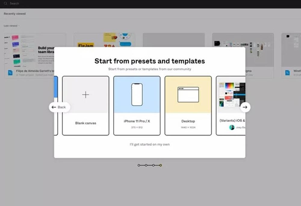 The first step is to define a template for your project or start a blank canvas for creating your design.
