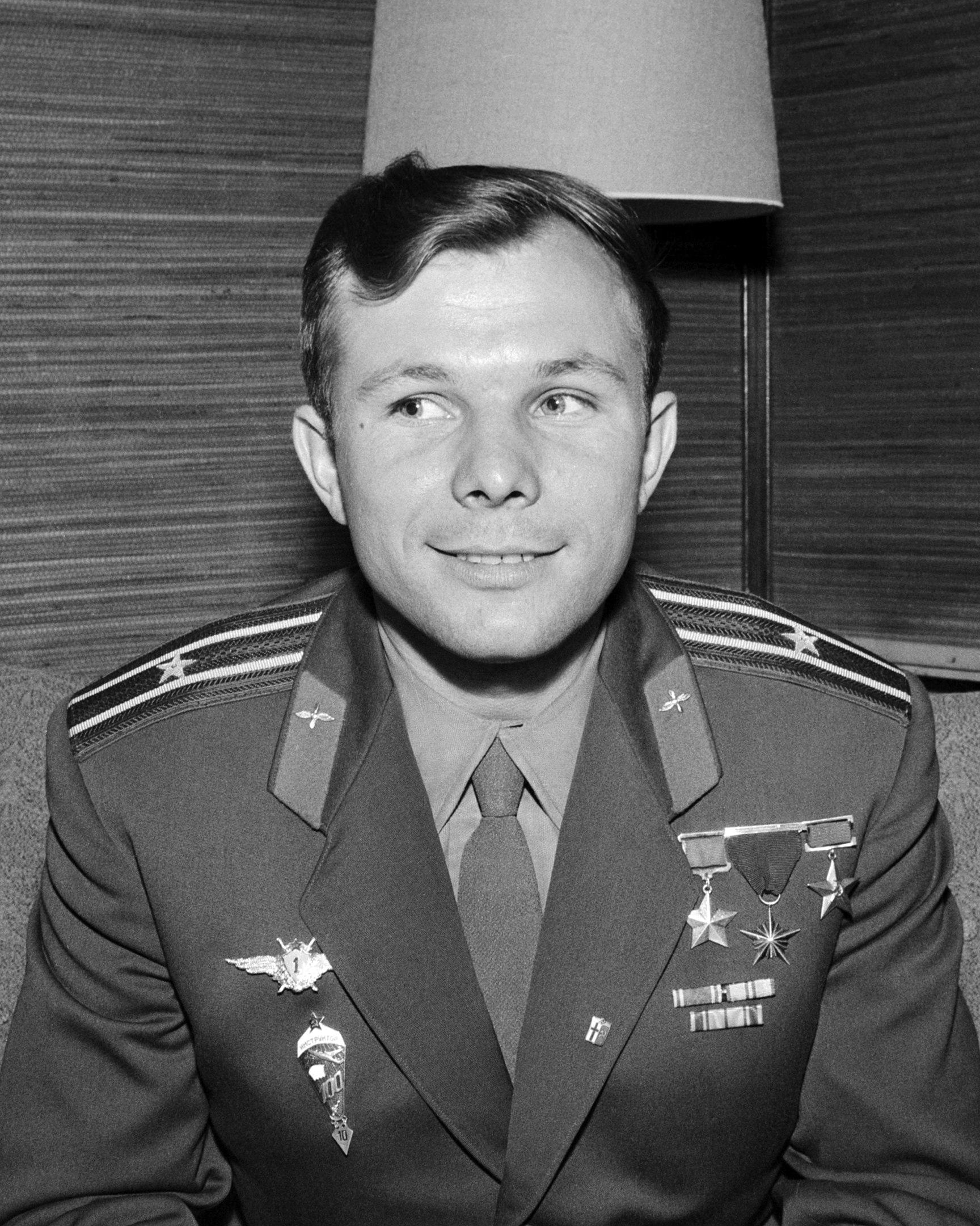 Russian cosmonaut Yuri Gagarin (1934-1968) in a 1961 photo