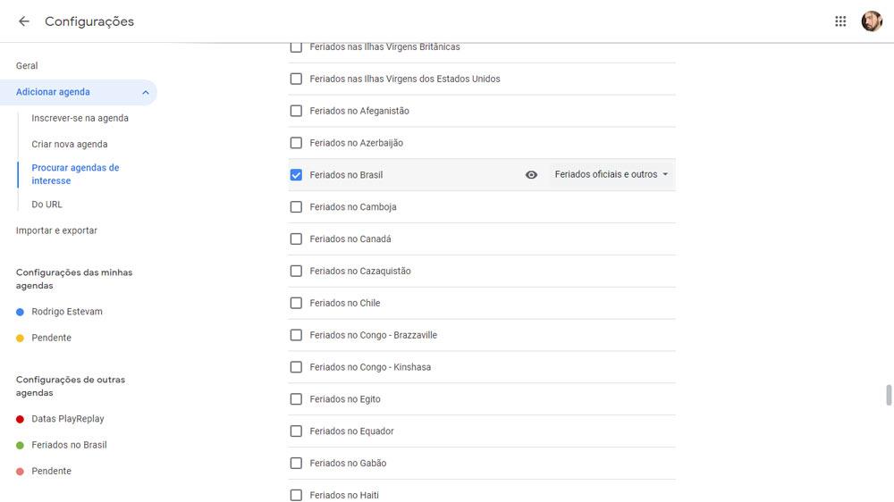 É possível exibir feriados nacionais no Google Agenda com poucos cliques