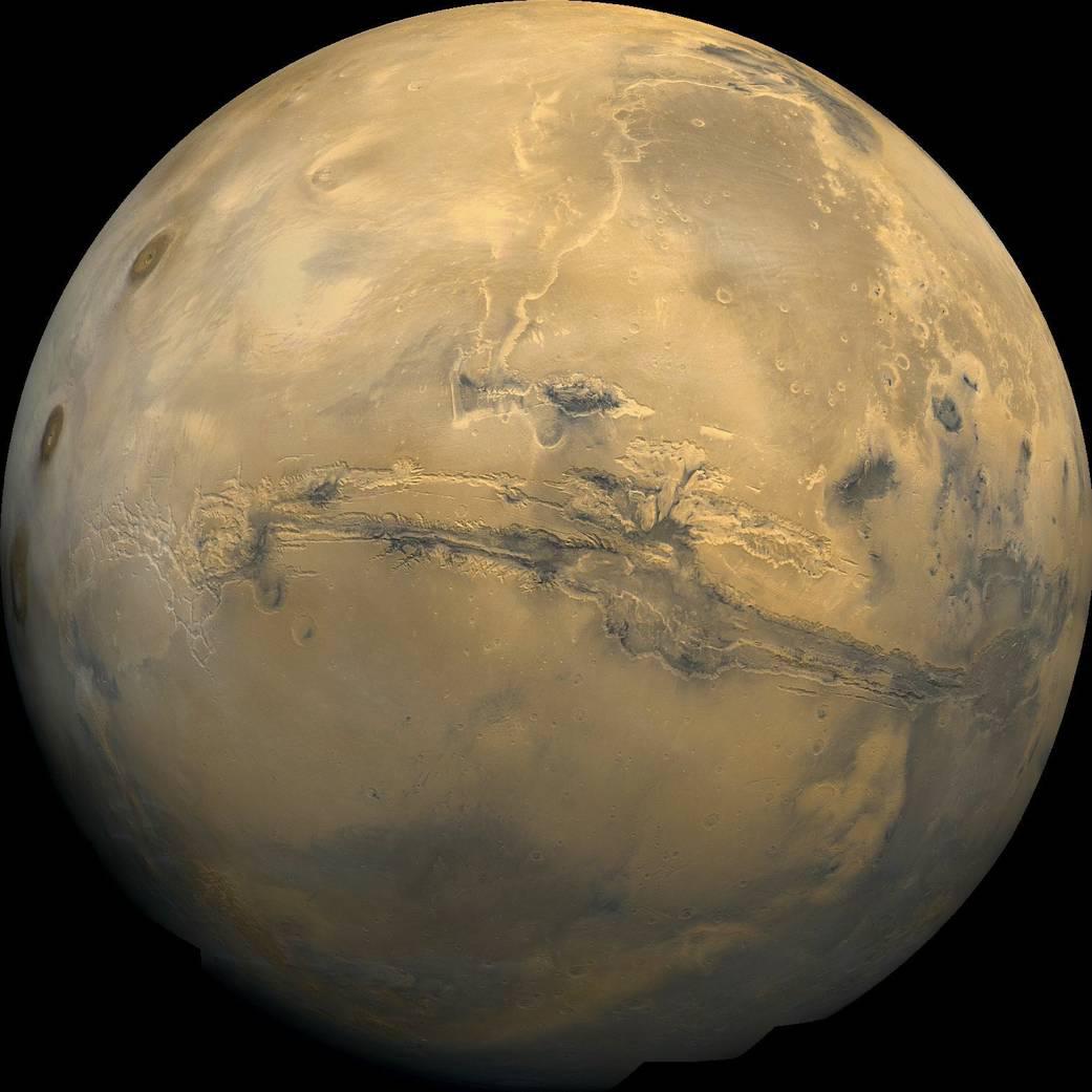Apesar de ser considerado vermelho, Marte tem um aspecto de cor de ferrugem