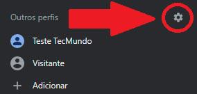Clique no botão para gerenciar os perfis cadastrados no Google Chrome