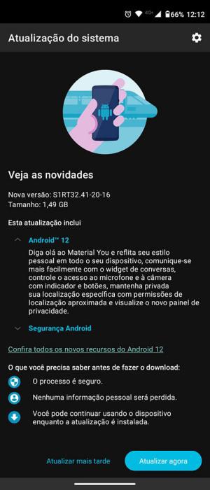 Notificação informando a disponibilidade da atualização.