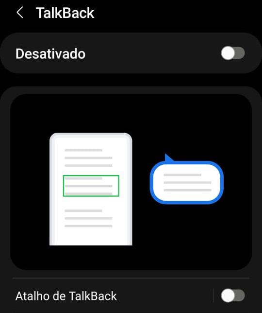 Desative o TallBack do seu aparelho