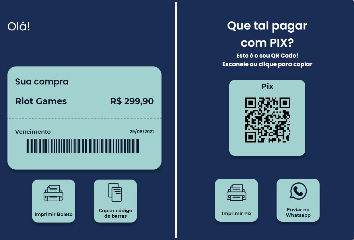 No fim das compras à vista, escolha Pix ou boleto