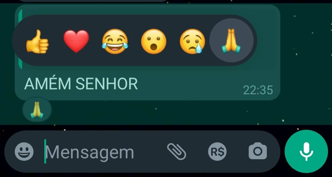 reação do WhatsApp