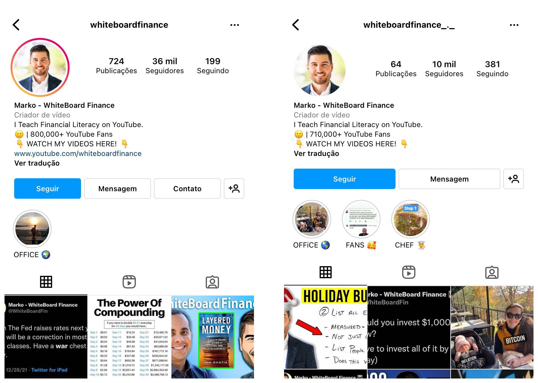 É preciso ficar atento aos perfis oficiais dos microinfluenciadores no Instagram