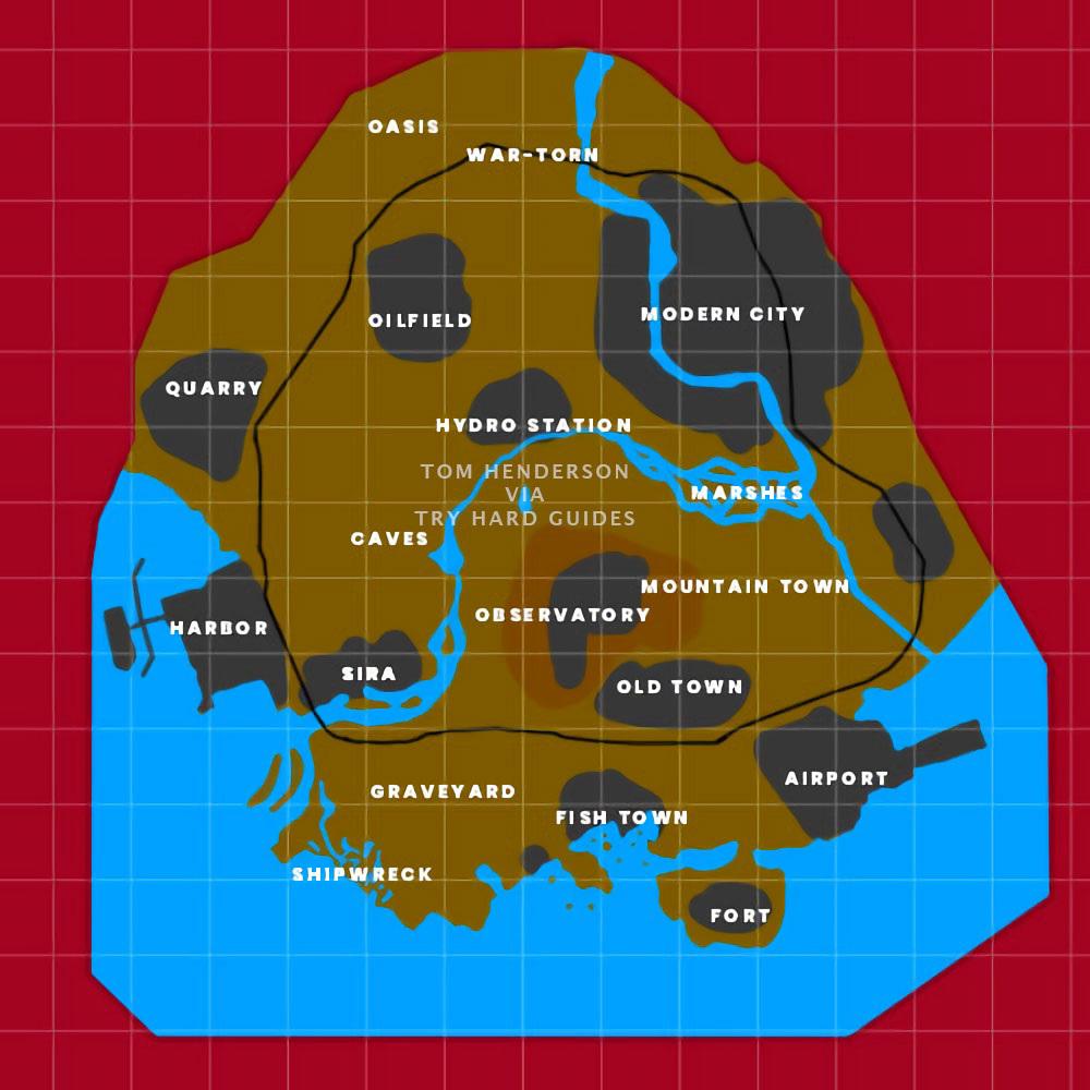 Suposto mapa de Warzone 2, mostrando água por toda parte