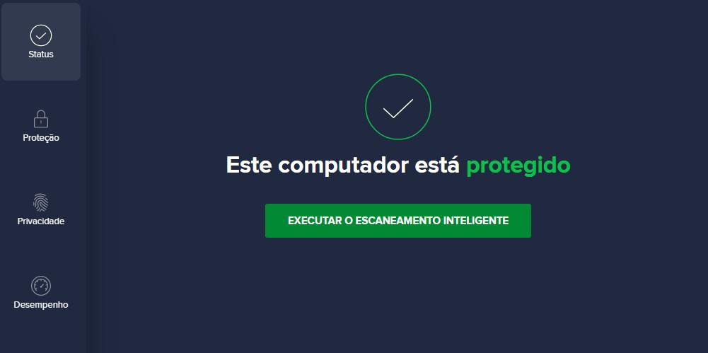 Tela de status seguro do Avast Free Antivirus