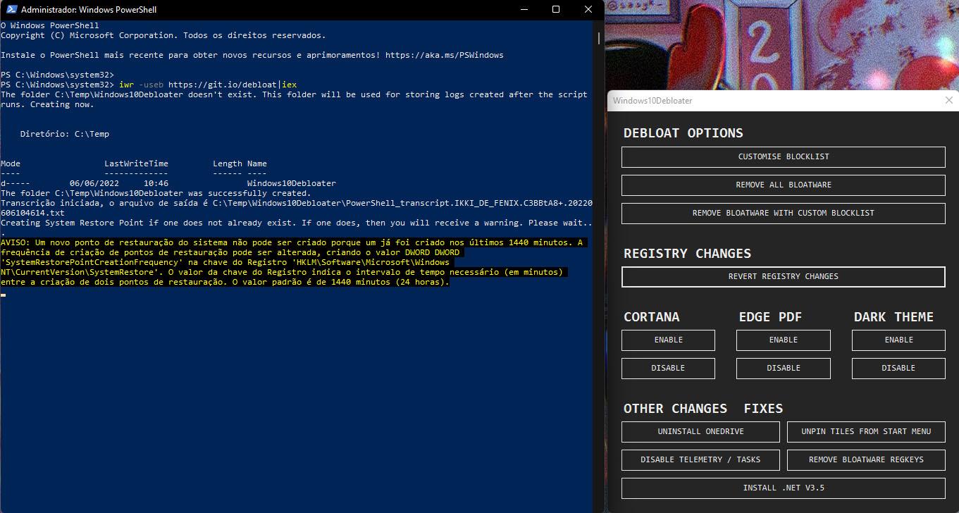 If an error occurs, both the Debloater and Windows Powershell windows will close.  To open it, simply follow the first steps of this tutorial again.  (TecMundo)
