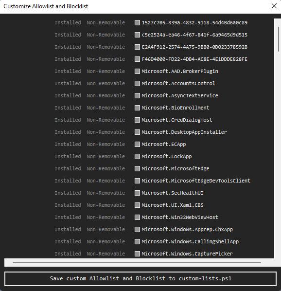 Be careful when marking apps and packages you want to remove with Debloater.  (TecMundo)