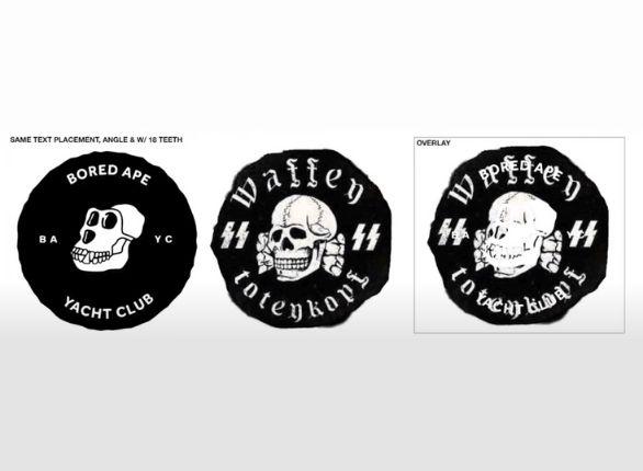 Comparação dos emblemas da BAYC e da 3ª divisão da SS Totenkopf