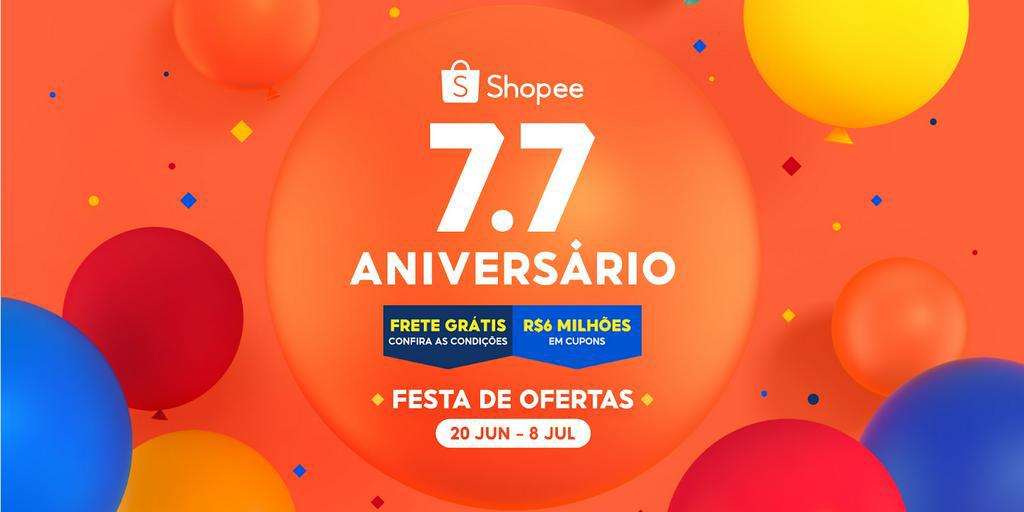 Banner de divulgação do 7.7 Aniversário Shopee.  (Loja)