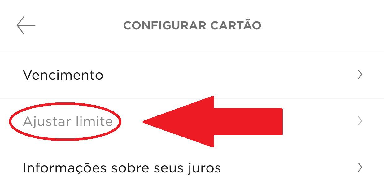 Aperte na opção para alterar o limite