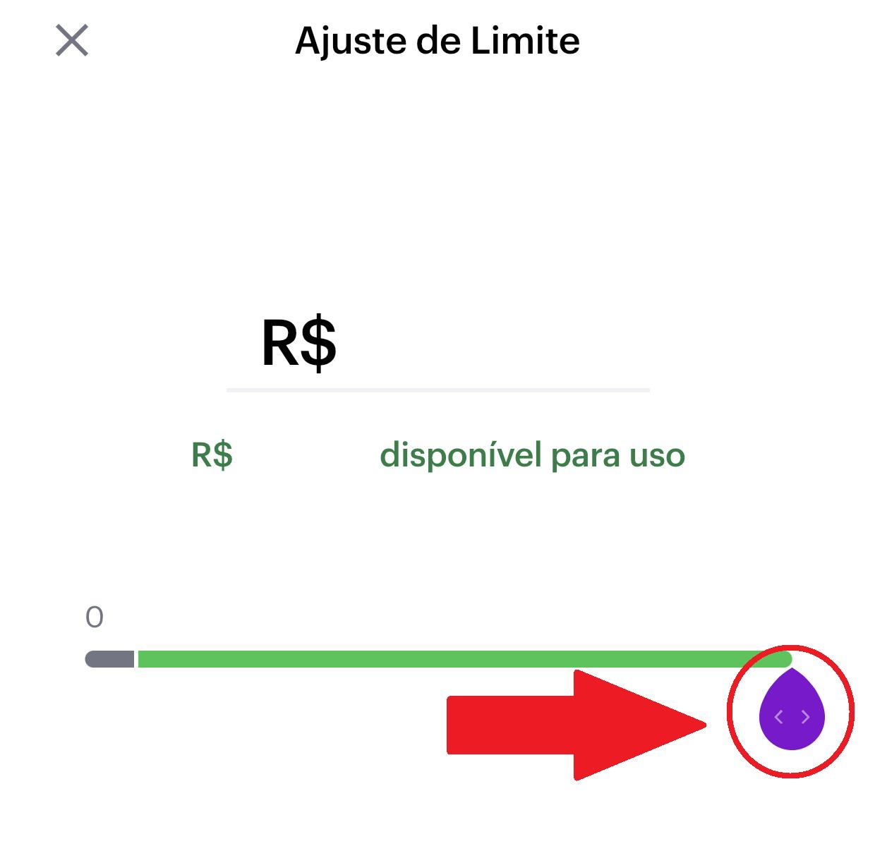 Puxe a seta para definir o limite de valor
