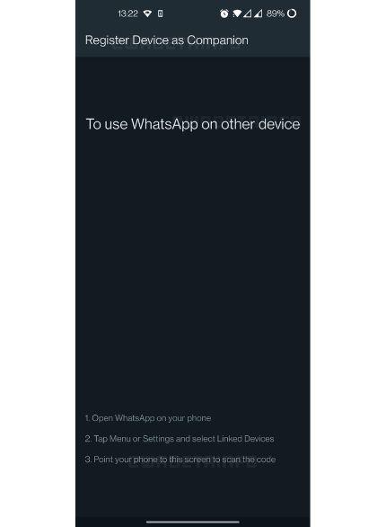 Instructions on how to connect another mobile device to WhatsApp account