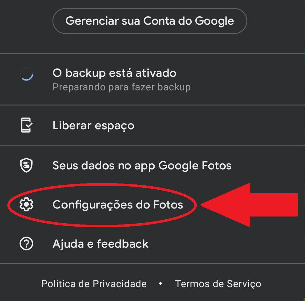 Além do backup, você pode gerenciar outras opções do app