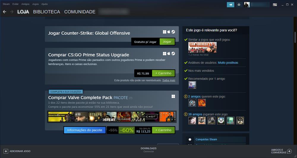 Quando encontrar o jogo, é preciso escolher a opção gratuita