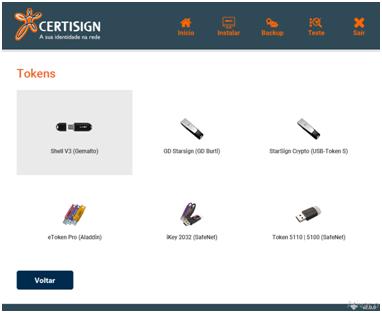 Select your token to install the necessary drivers