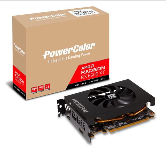 Image: AMD Radeon RX 6500 XT ITX graphics card, 4 GB GDDR6, Powercolor