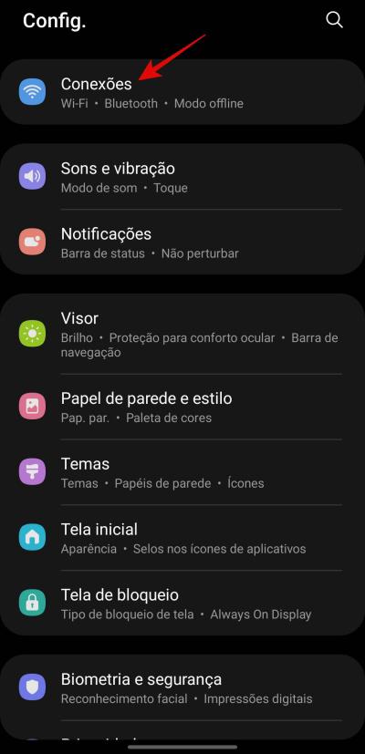 Samsung phone settings menu.