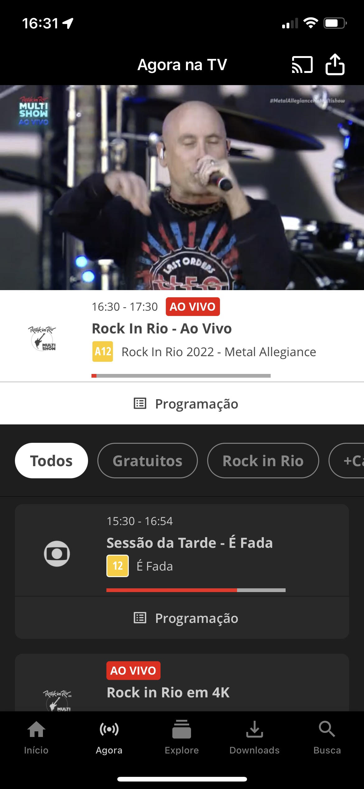 Agora na Tv Rock In Rio
