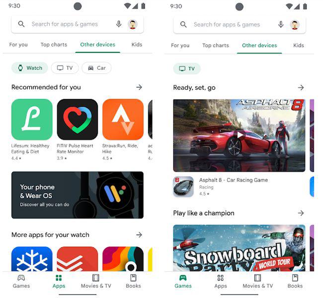 Unique pages for each device.