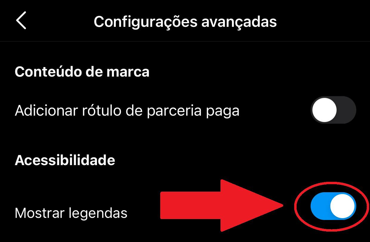 Ative opção para que as legendas sejam sempre geradas automaticamente