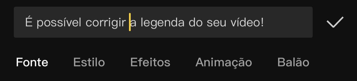 É possível editar o texto e aplicar efeitos na sua legenda