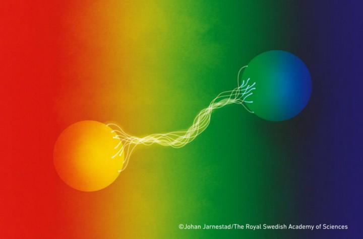 Two entangled photon images of the artist.