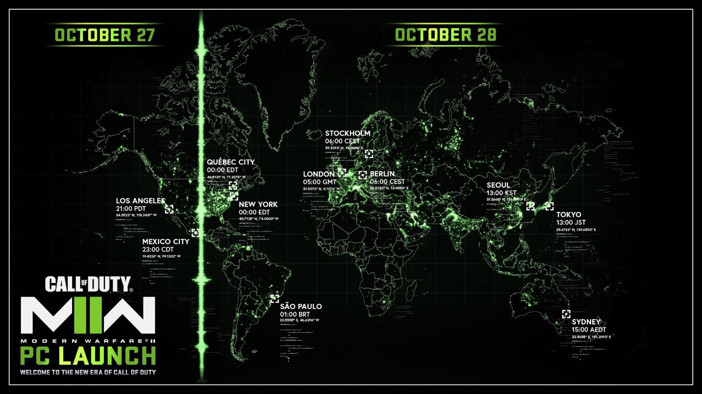 Calendário de lançamento do Call of Duty MW2 - Imagem: Reprodução/Ativação
