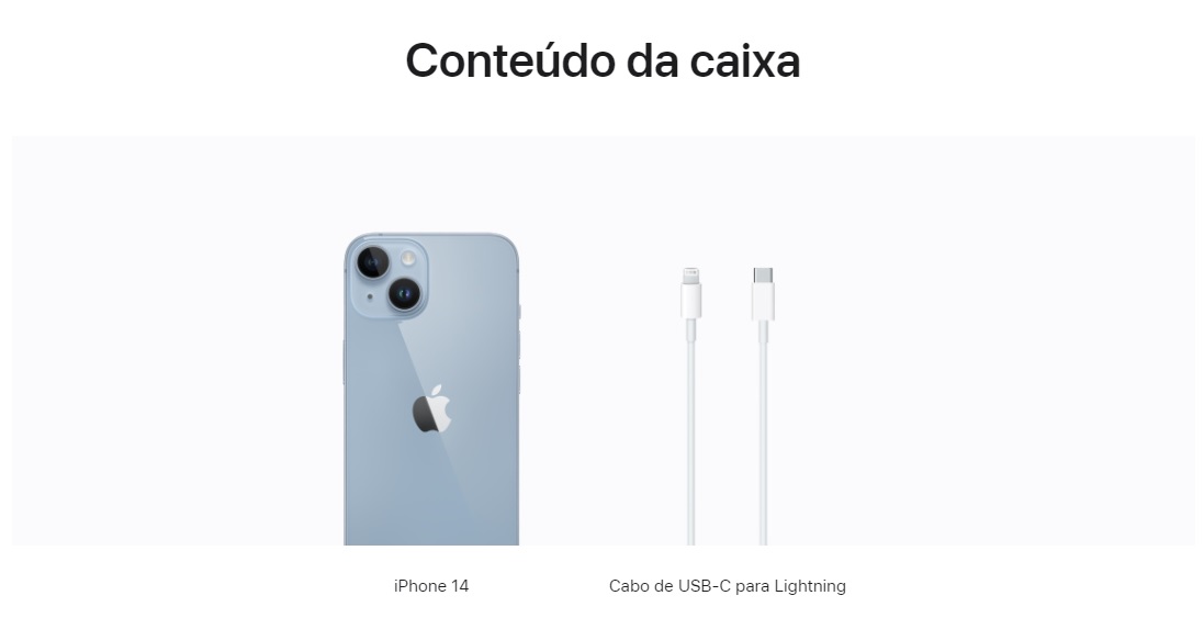 O que vem na caixa dos novos iPhone, de acordo com a Apple.