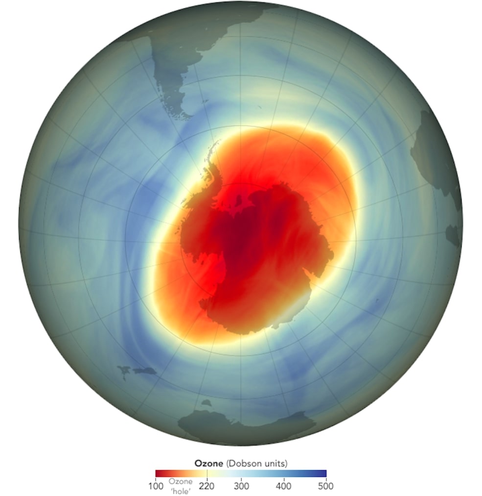 Camada de ozônio continua a se recuperar em 2022 (Fonte: NASA/reprodução)