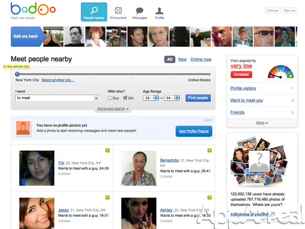 Quando foi lançado, em 2006, o Badoo contava com um layout muito diferente do que é utilizado hoje em dia