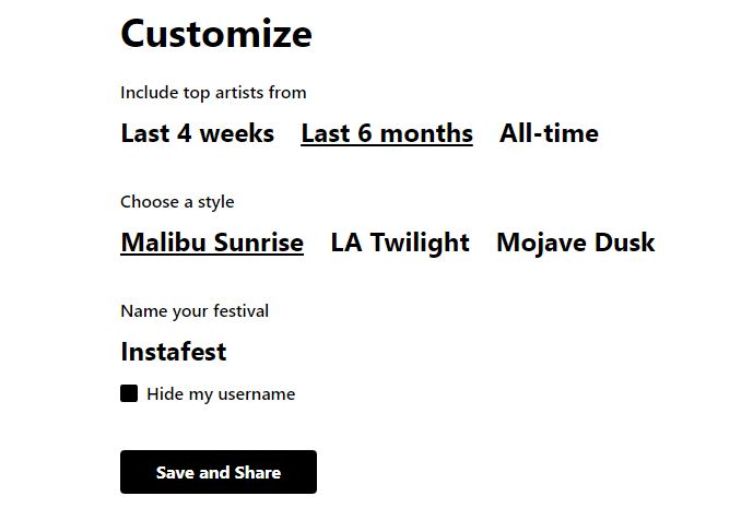 You can also choose the name of your festival in the Customization tab.