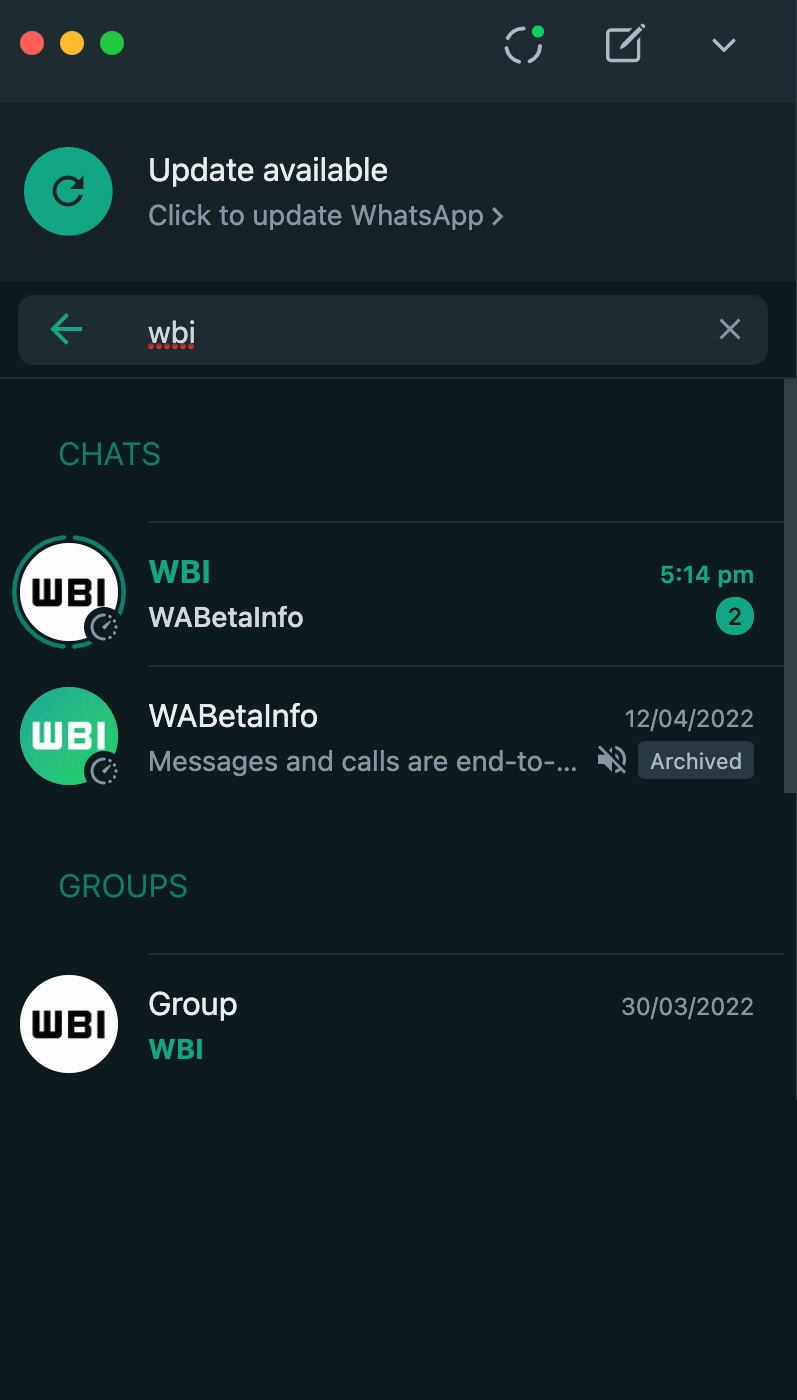 Novo recurso do WhatsApp desktop reproduz a função vista na versão mobile.