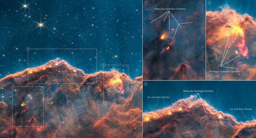 Telescópio James Webb mostra detalhes de um berçário de estrelas em ...