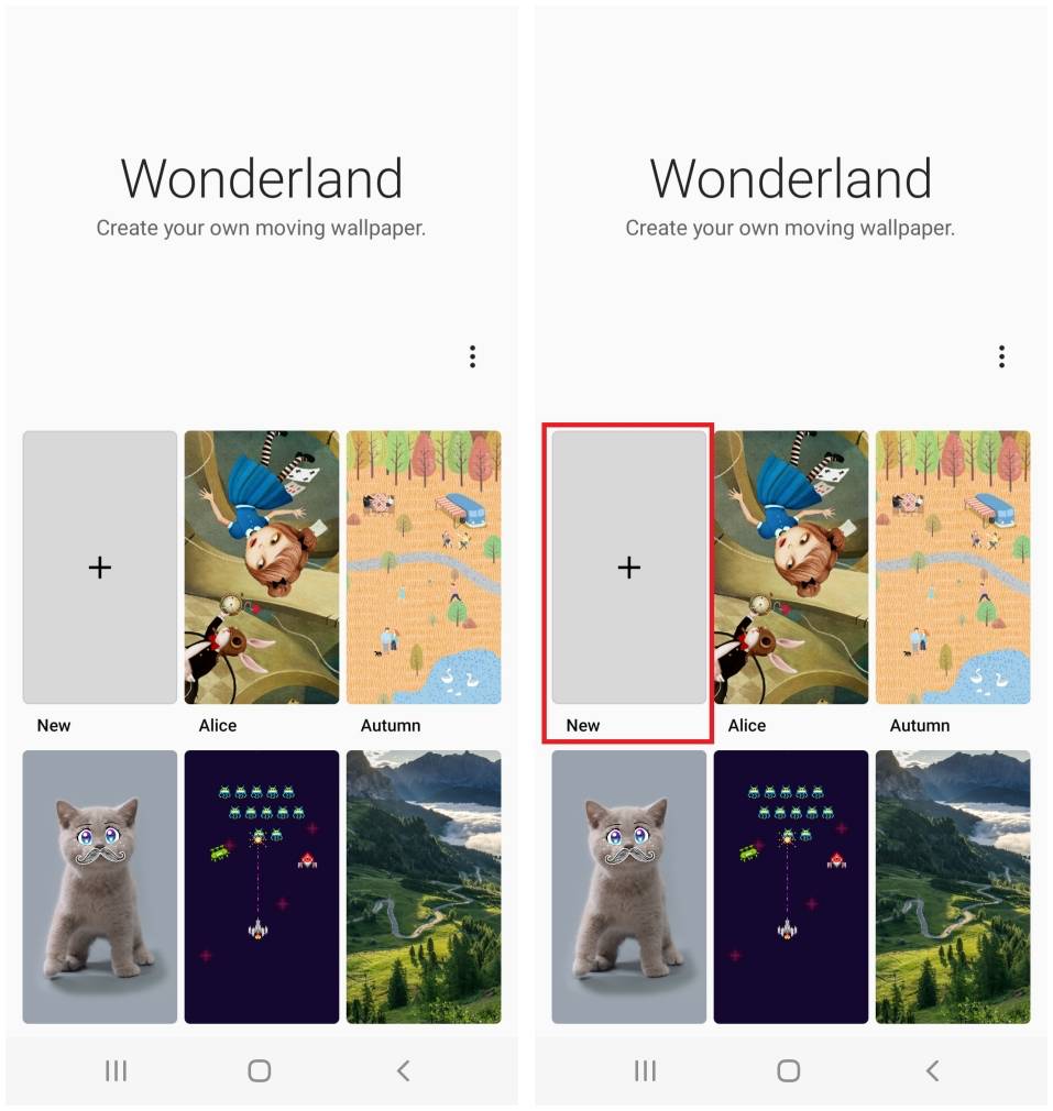 Explore as opções do módulo"Wonderland" para criar o seu próprio wallpaper personalizado