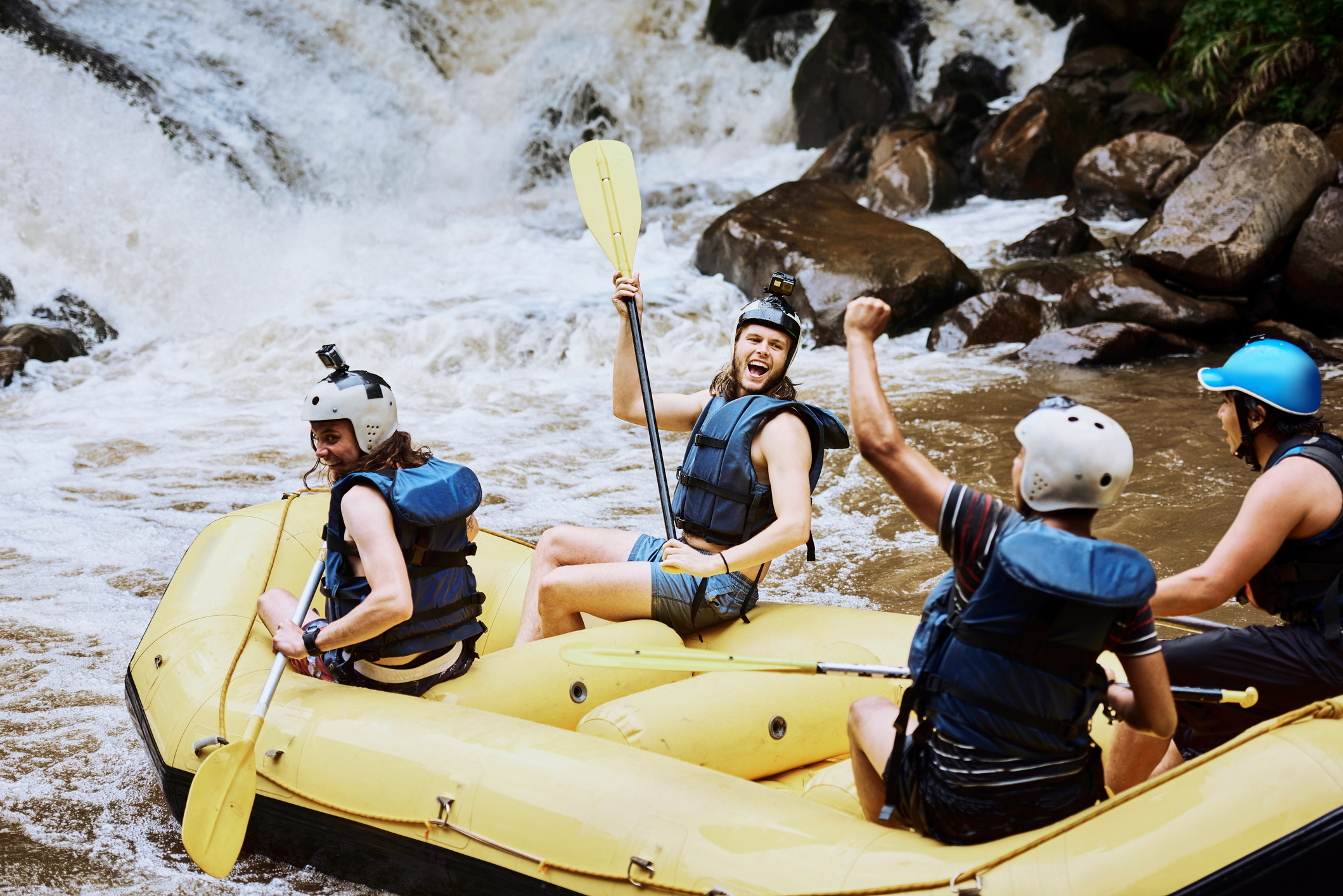 Rafting on rivers and waterfalls